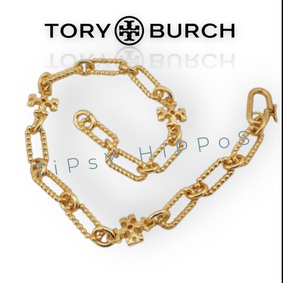 NEW!  Tory Burch Gold Roxanne Chainlink Choaker Necklace - Picture 4 of 4